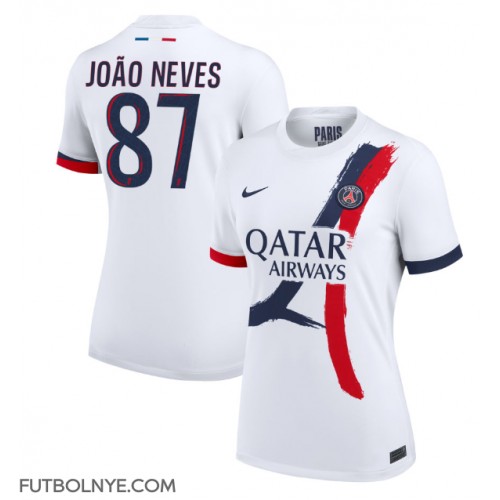 Camiseta Paris Saint-Germain Joao Neves #87 Visitante Equipación para mujer 2024-25 manga corta